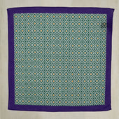 Cotton Mosaic Pocket Square In Green And Purple