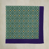 Cotton Mosaic Pocket Square in Green and Purple