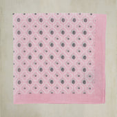 Cotton Mosaic Pocket Square in Light Pink and Grey