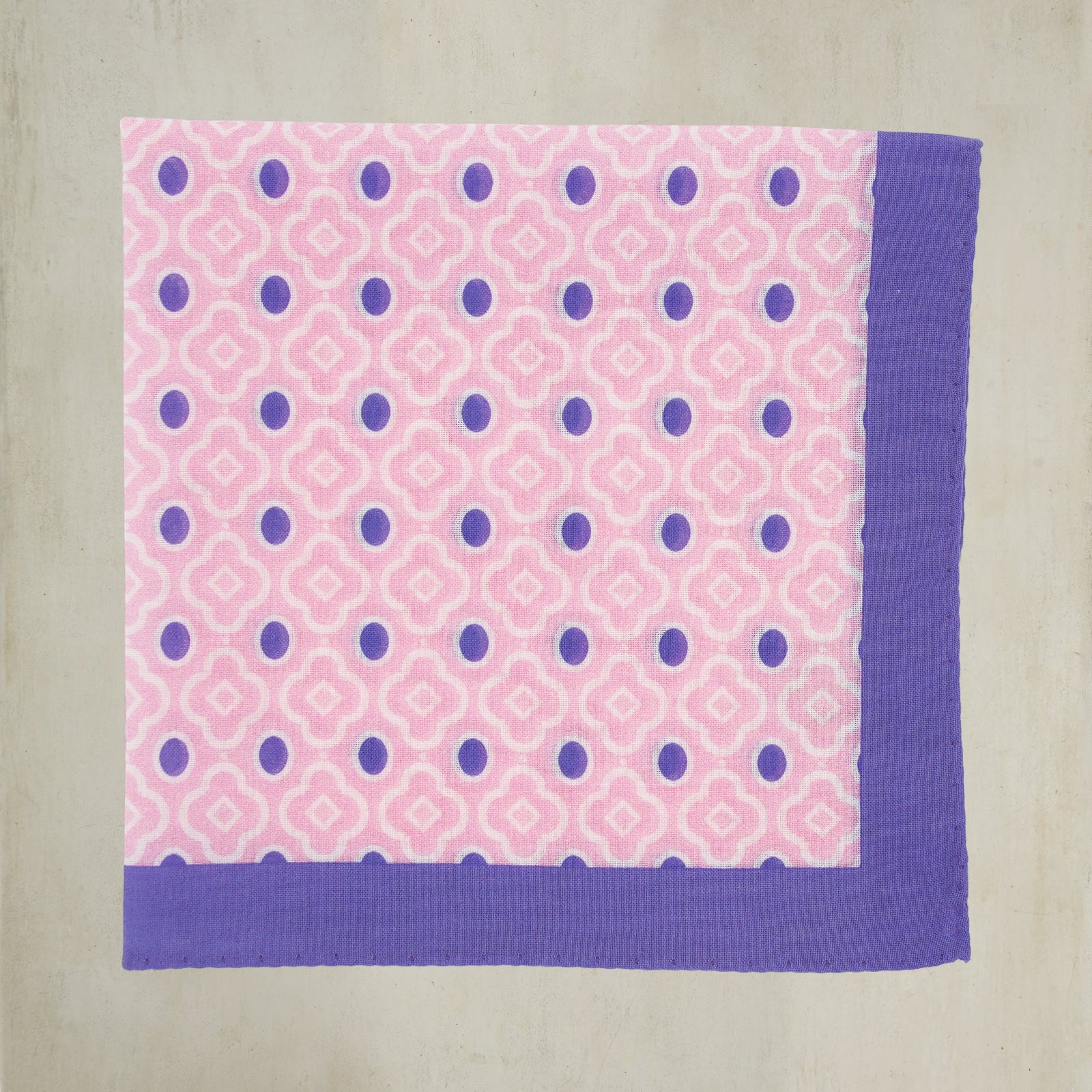 Cotton Mosaic Pocket Square In Light And Lilac
