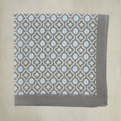 Cotton Mosaic Pocket Square in Light Sky and Grey