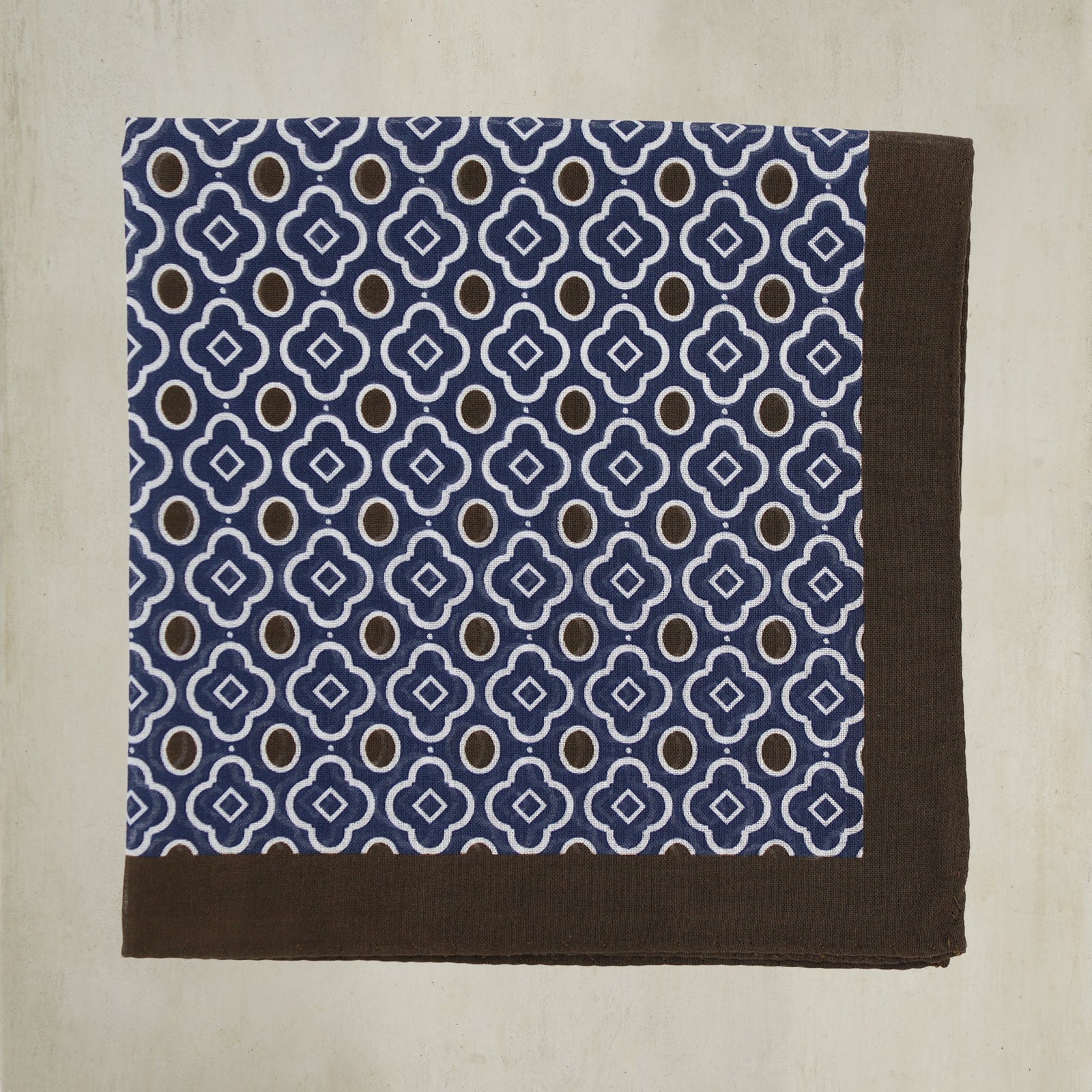 Cotton Mosaic Pocket Square In And Brown