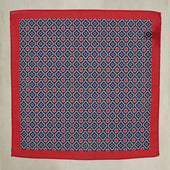 Cotton Mosaic Pocket Square In And Red