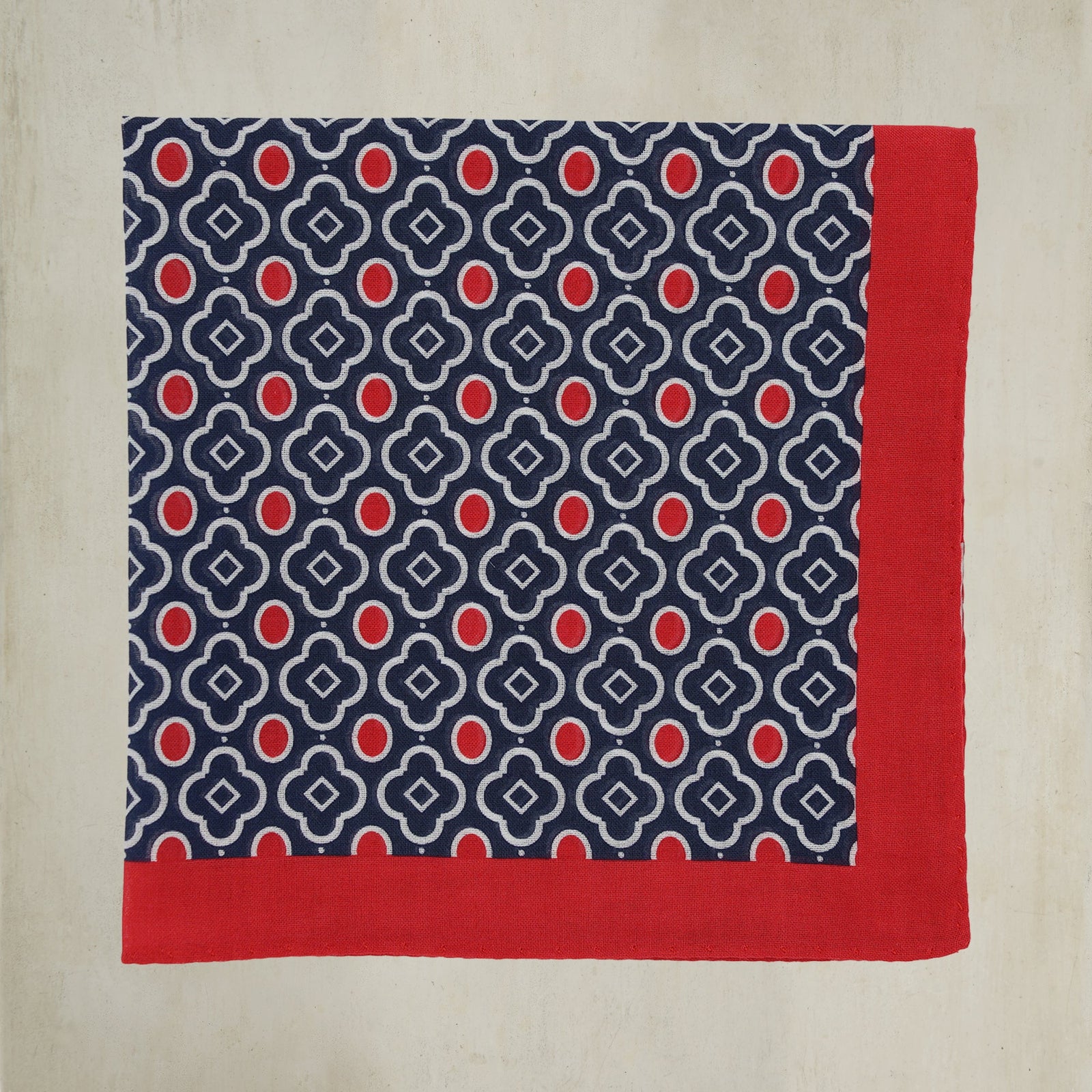 Cotton Mosaic Pocket Square In And Red
