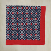 Cotton Mosaic Pocket Square in Navy and Red
