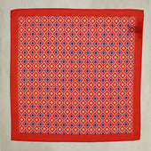 Cotton Mosaic Pocket Square In Red And Blue