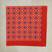 Cotton Mosaic Pocket Square in Red and Blue