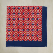 Cotton Mosaic Pocket Square in Red and Navy