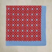 Cotton Mosaic Pocket Square in Red and Sky