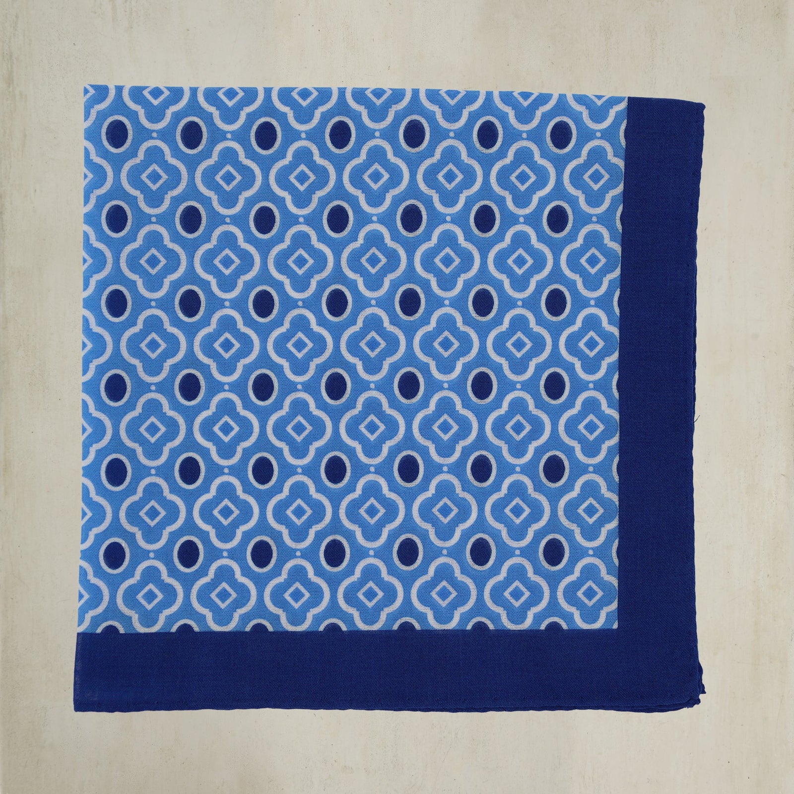 Cotton Mosaic Pocket Square In And Denim