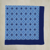 Cotton Mosaic Pocket Square in Sky and Denim