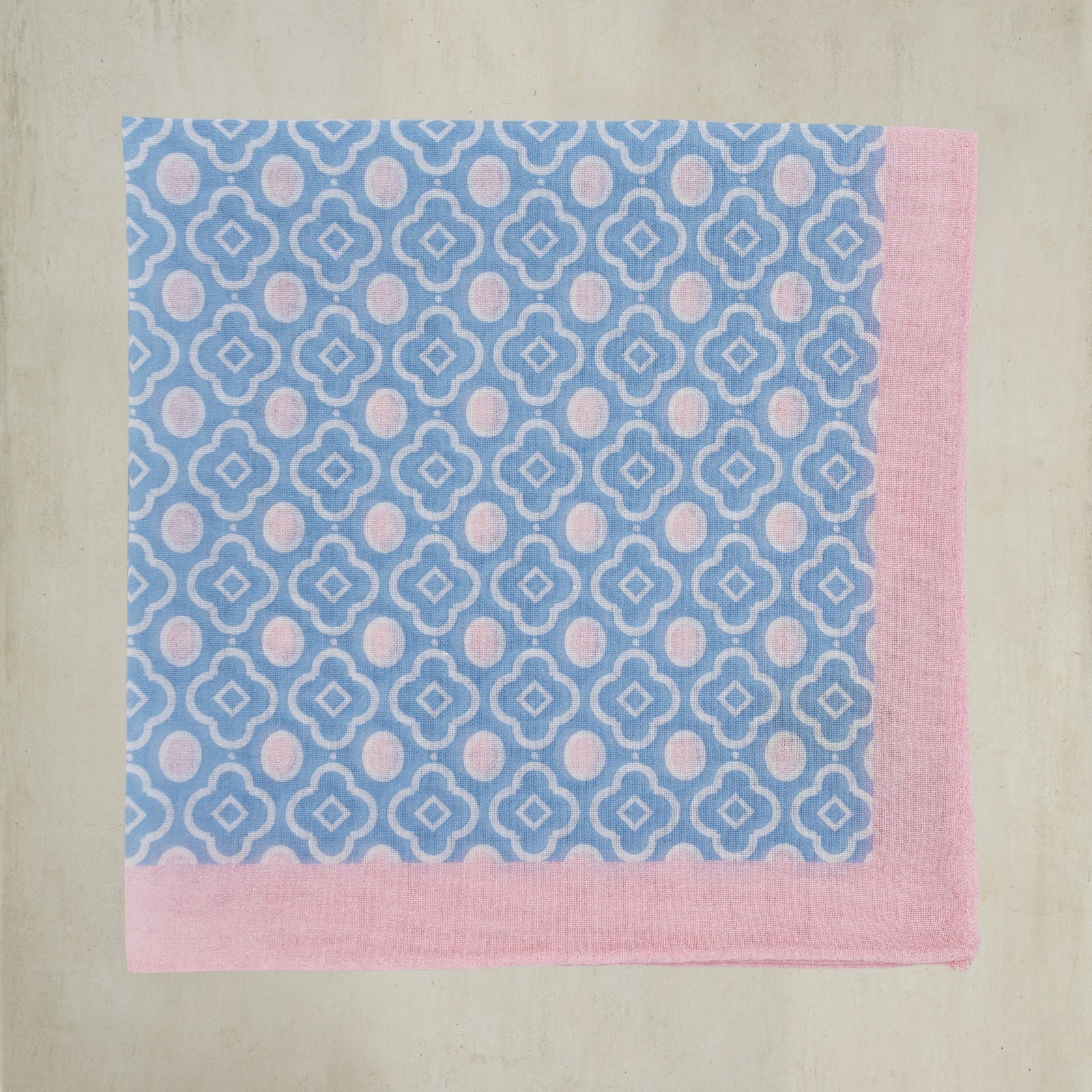 Cotton Mosaic Pocket Square In And Light Pink