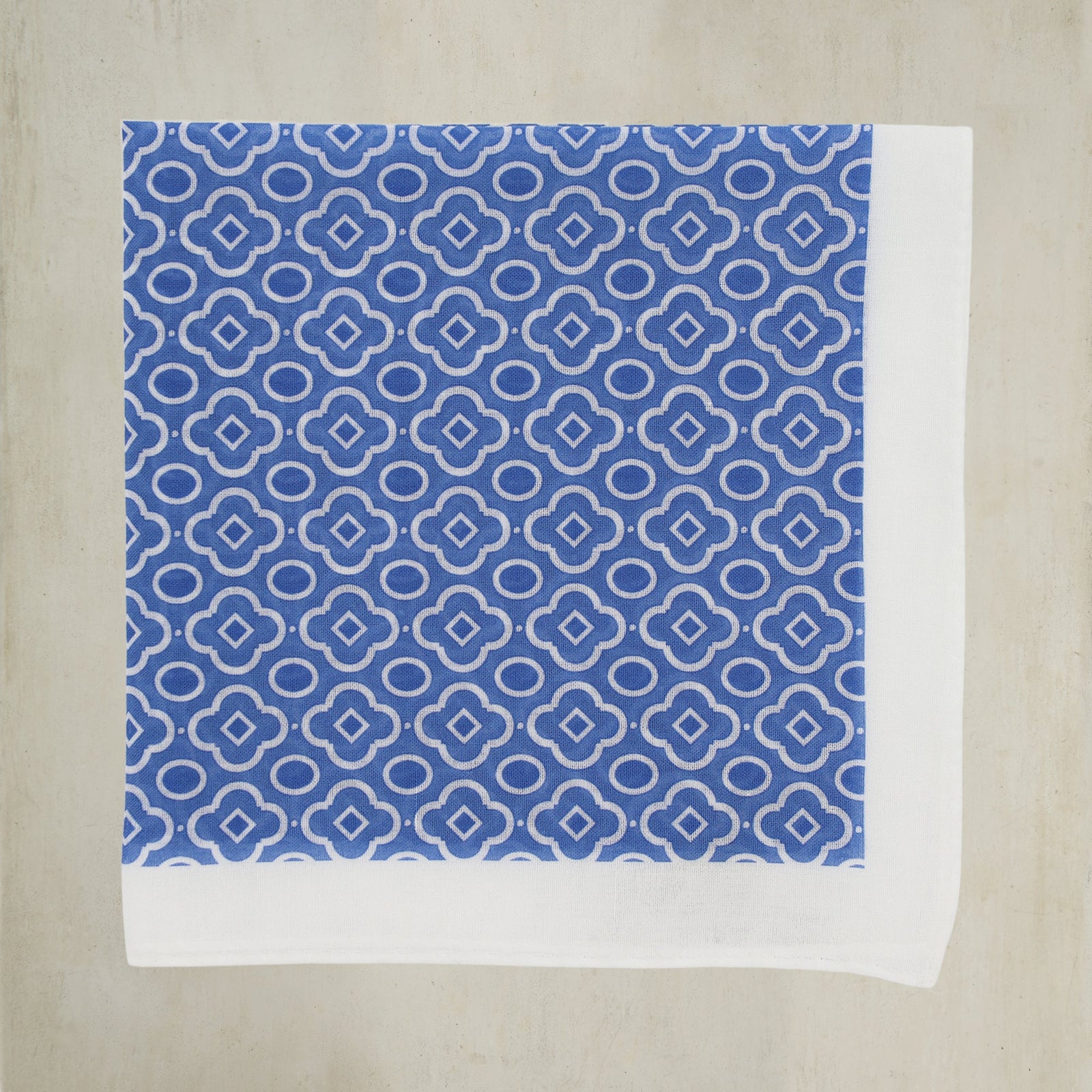 Cotton Mosaic Pocket Square In And White