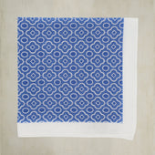 Cotton Mosaic Pocket Square in Sky and White