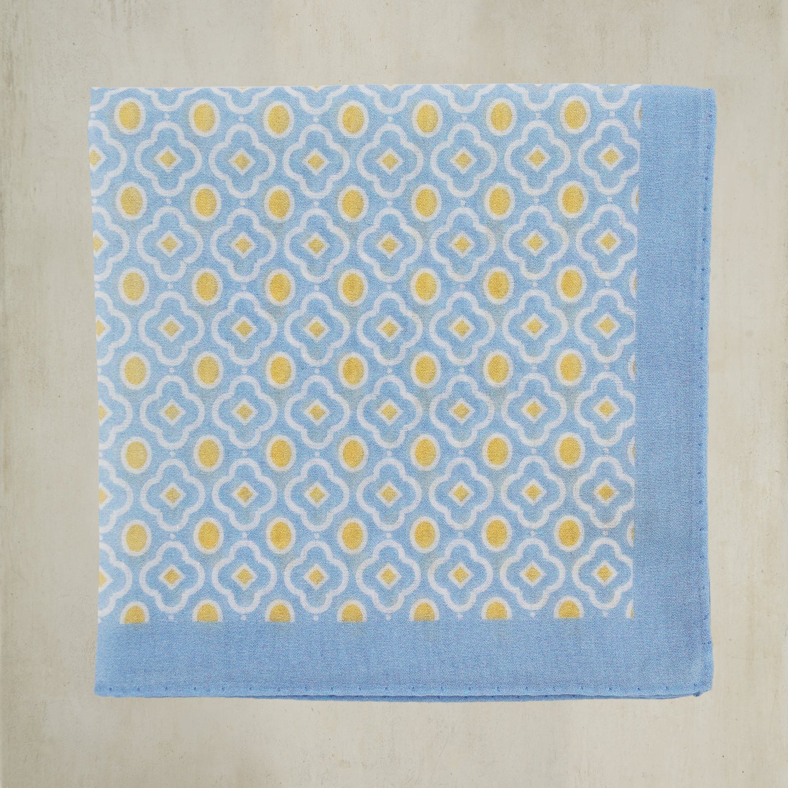 Cotton Mosaic Pocket Square In And Yellow