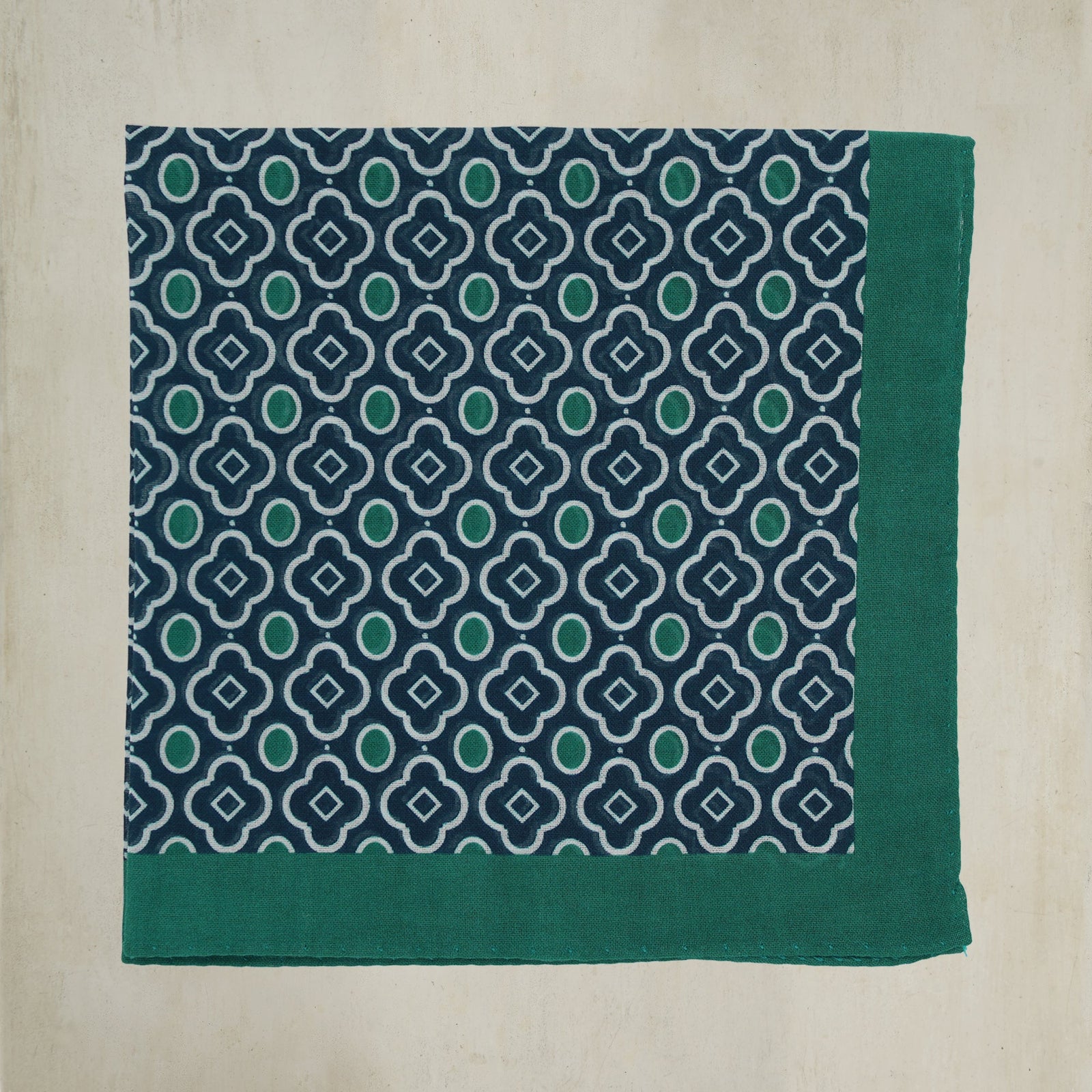 Cotton Mosaic Pocket Square In And Blue