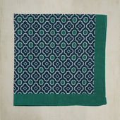 Cotton Mosaic Pocket Square in Turquoise and Blue