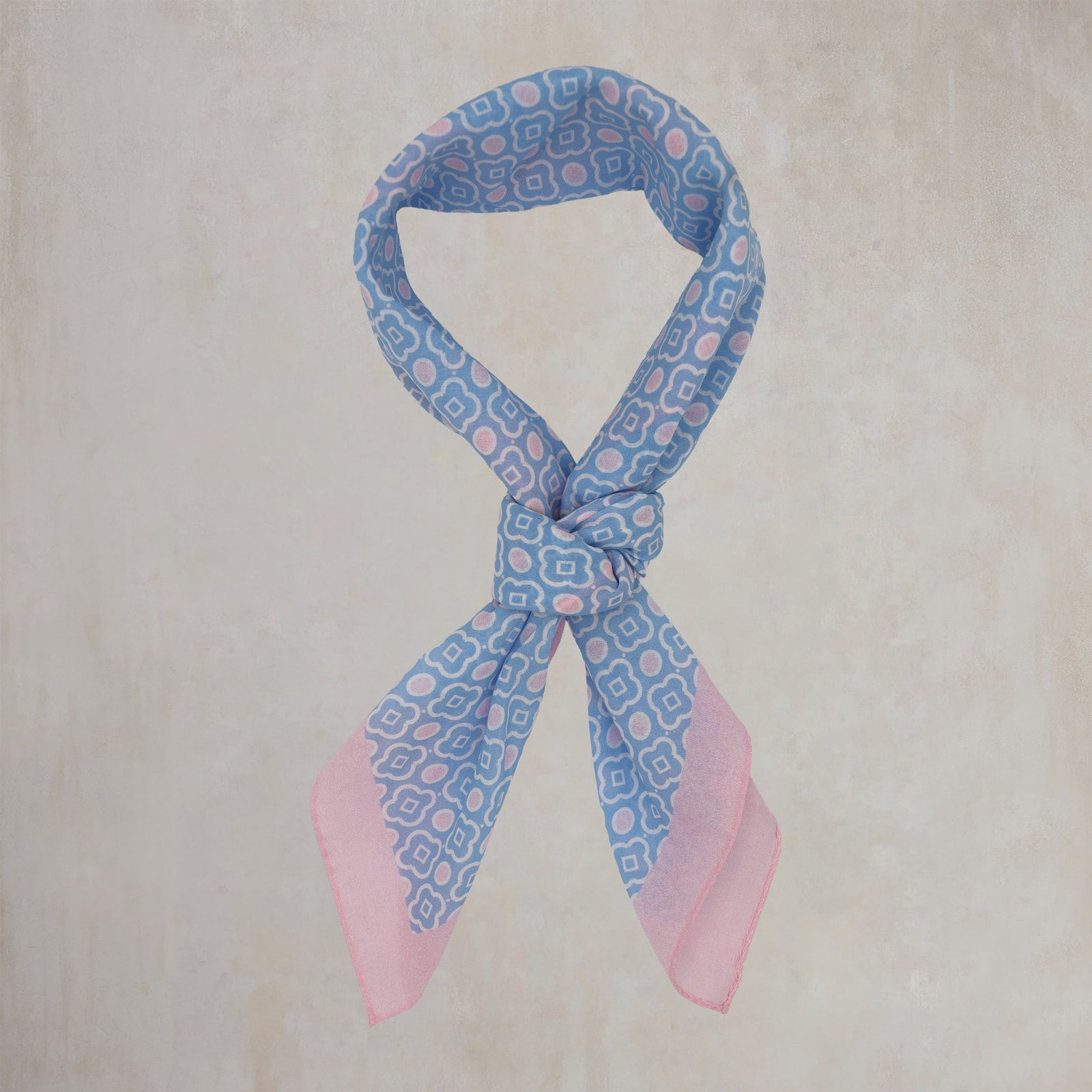 Cotton Mosaic Print Neckerchief In And Light Pink