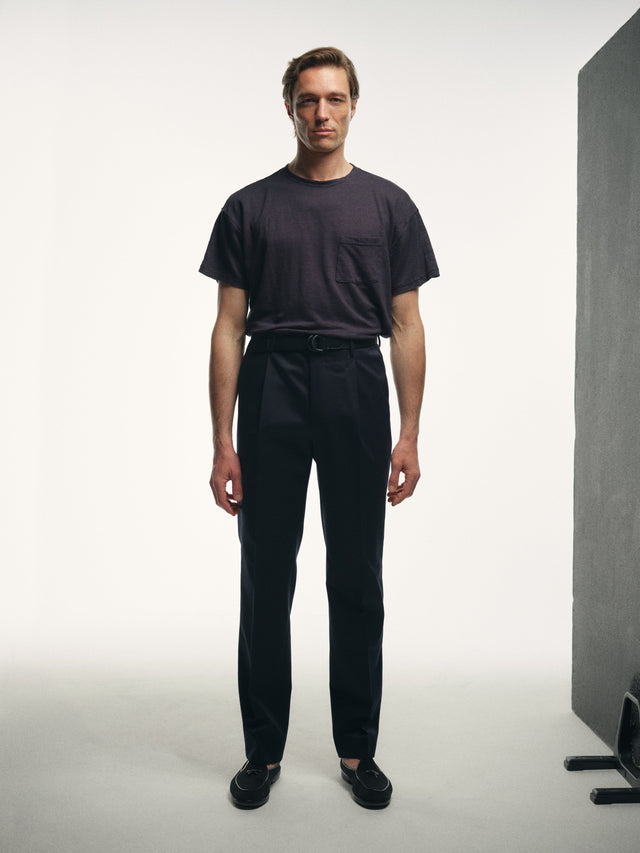 Cotton Slacks in Navy