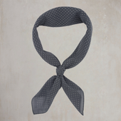 Cotton Spotted Neckerchief In Grey And White