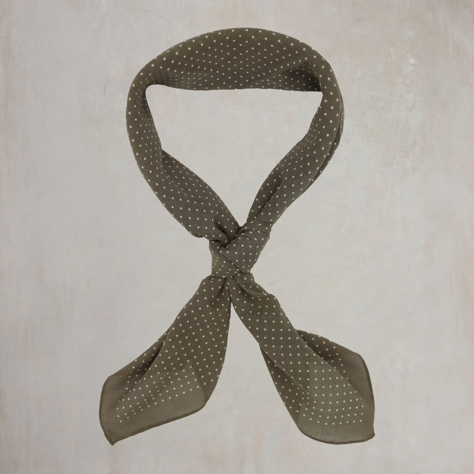 Cotton Spotted Neckerchief In Light Brown And White