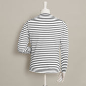 Soft Cotton Stripe Knitted Sweater In Grey