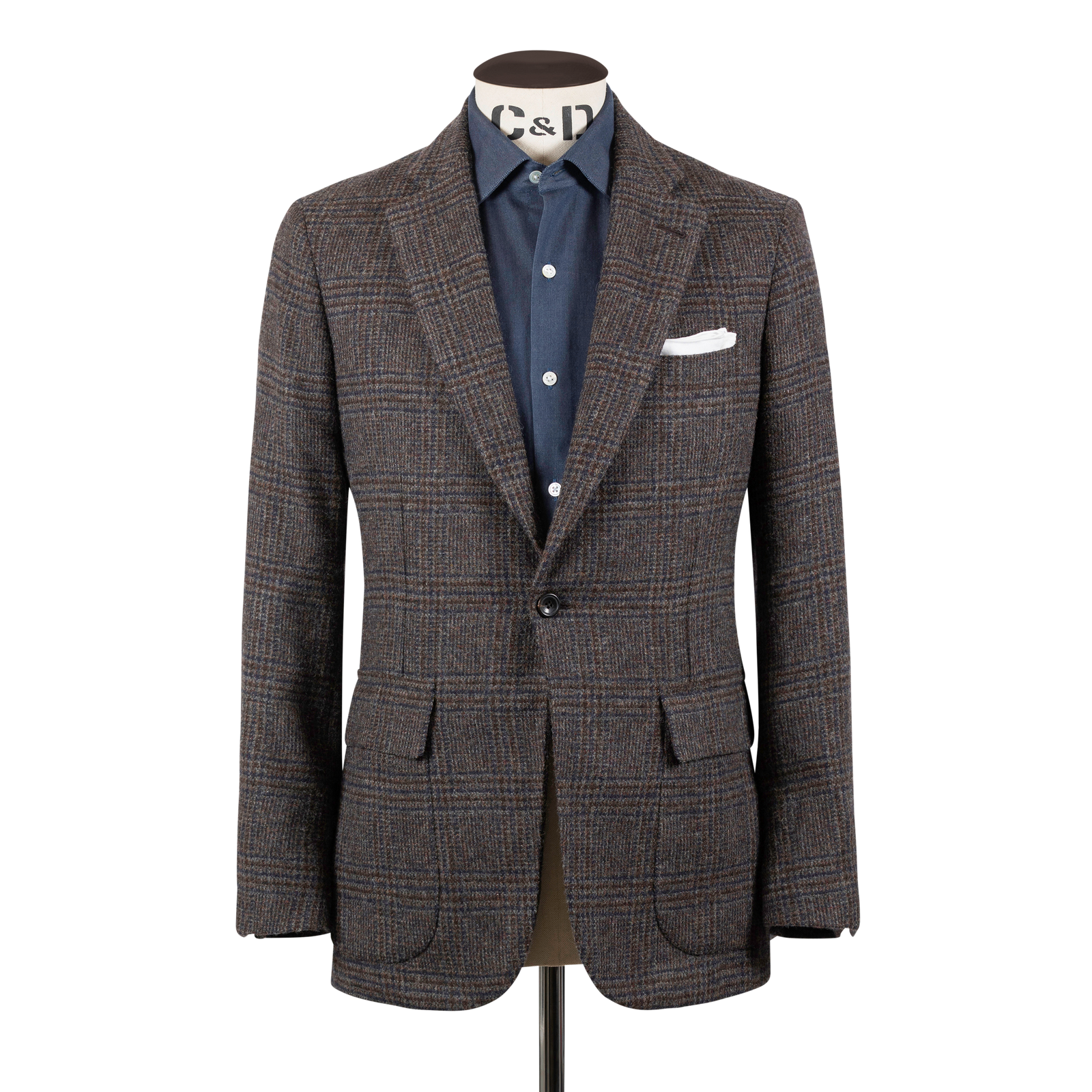Single Breasted Country Jacket In Dark Brown Tweed