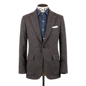 Single Breasted Country Jacket in Dark Brown Tweed