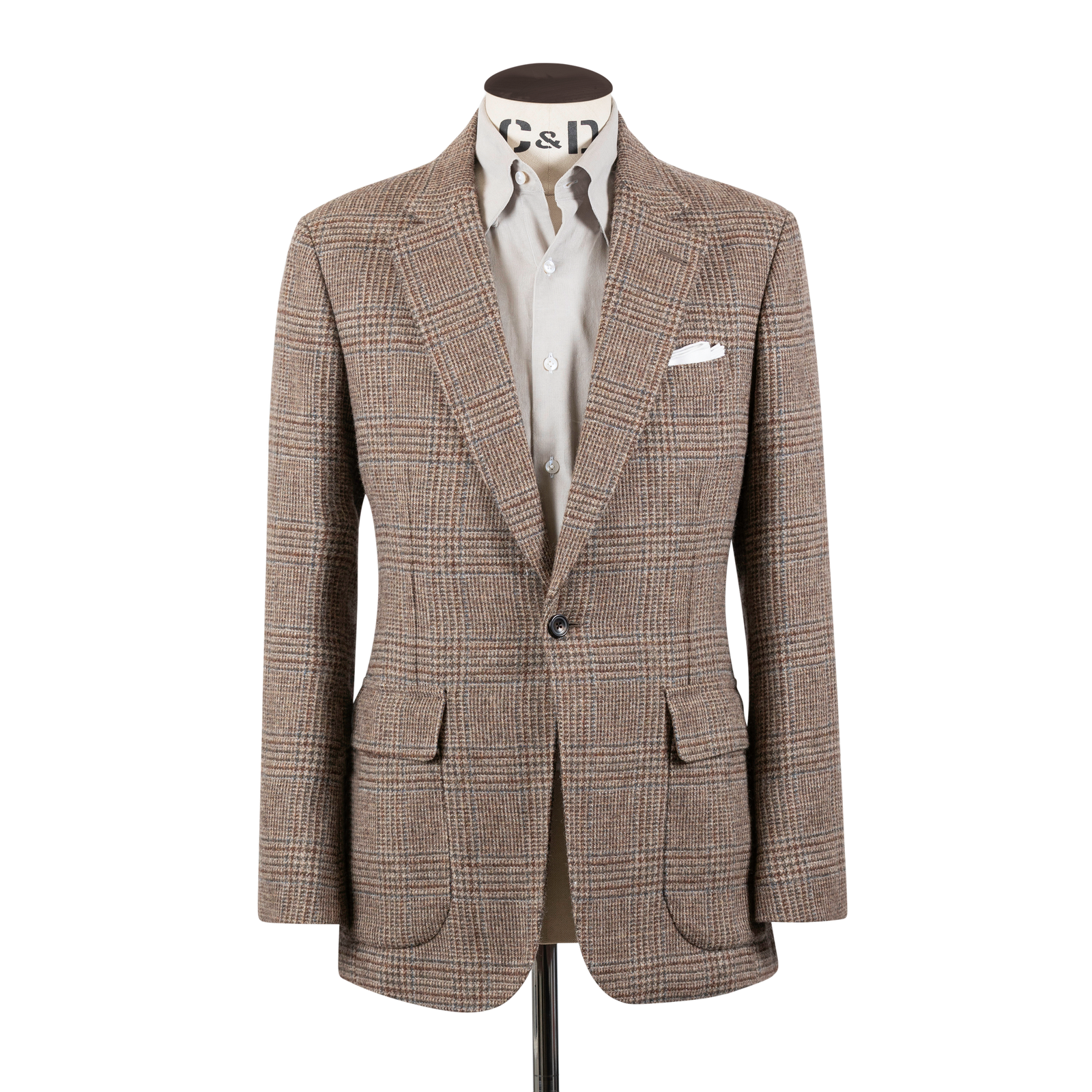 Single Breasted Country Jacket In Light Brown Tweed