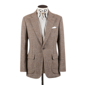 Single Breasted Country Jacket in Light Brown Tweed