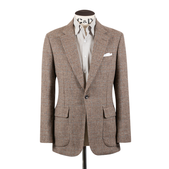 Single Breasted Country Jacket in Light Brown Tweed