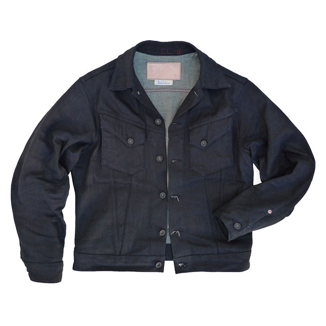 Cowboy Jacket - NOS Black Coated Denim - Warehouse - Last One - Size XS