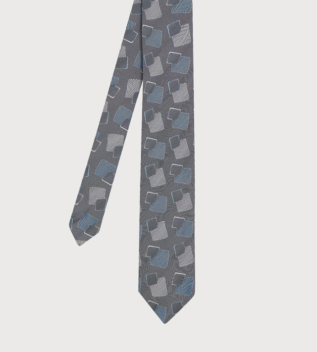 Cravate en soie gris à motifs