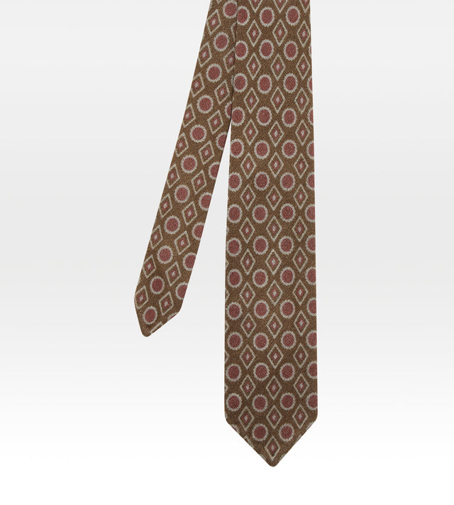 Cravate en soie marron & rouge