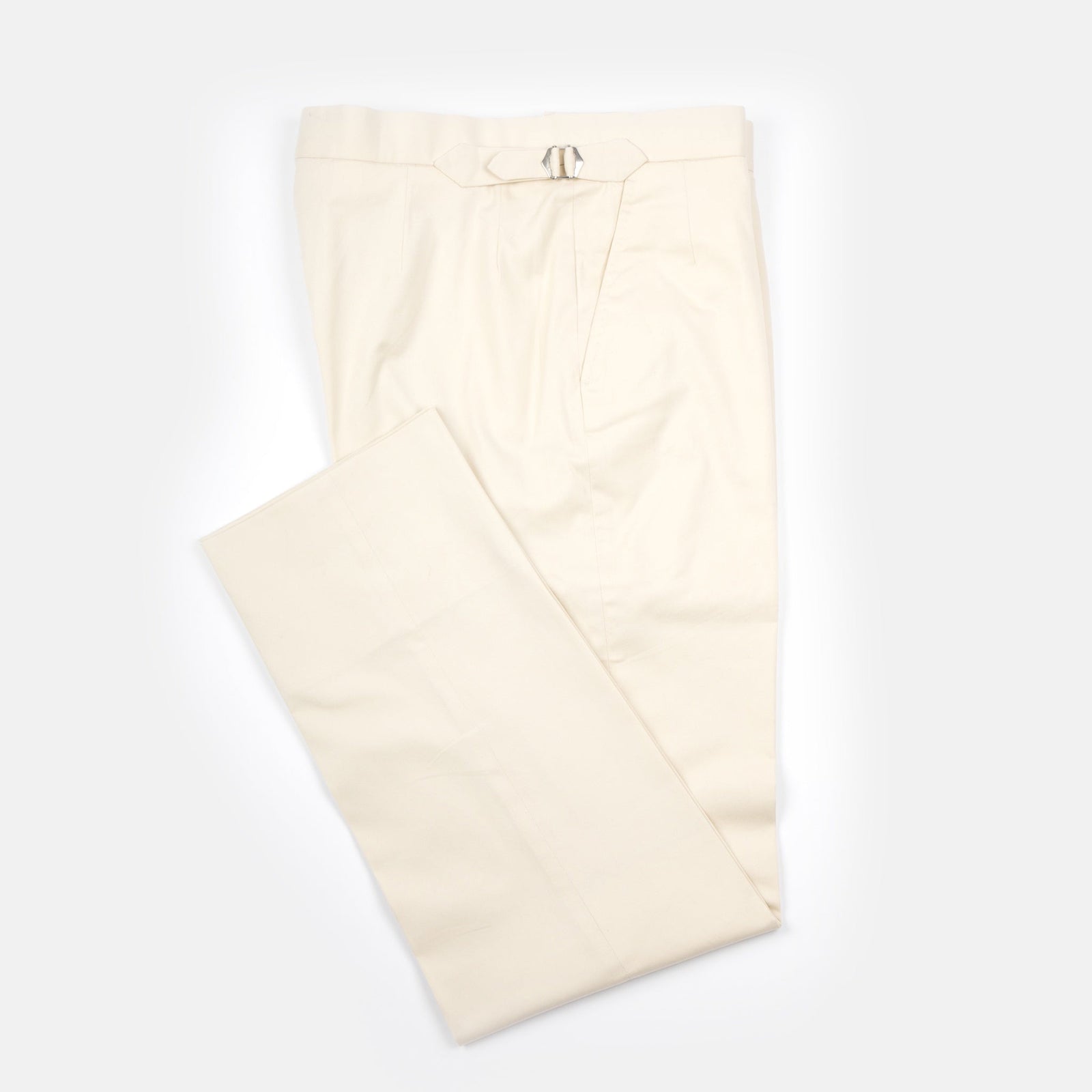 Flat Front Trouser In Stretch Cotton Twill