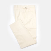 Flat Front Trouser in Cream Stretch Cotton Twill