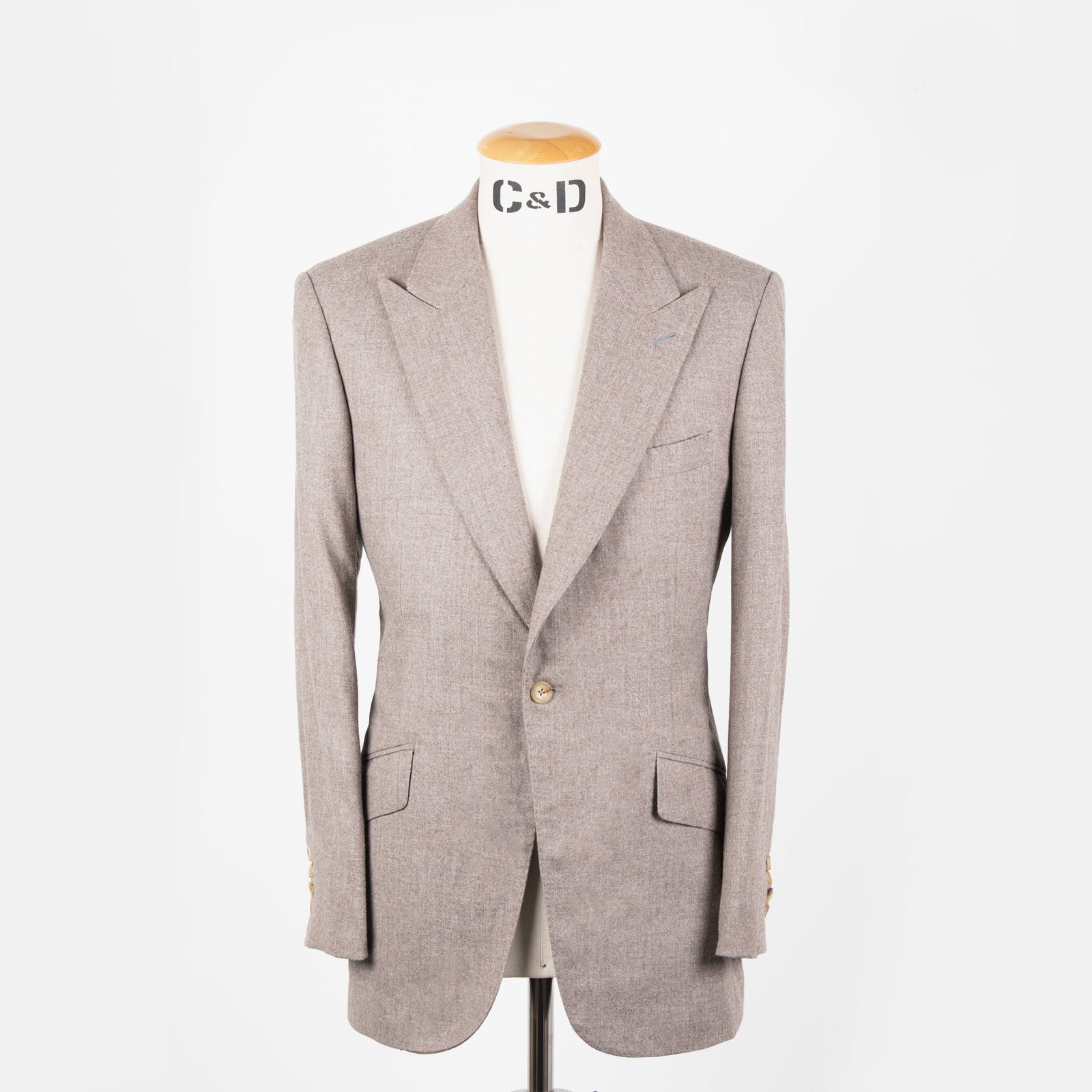 Single Breasted Peak Lapel Suit In Flannel