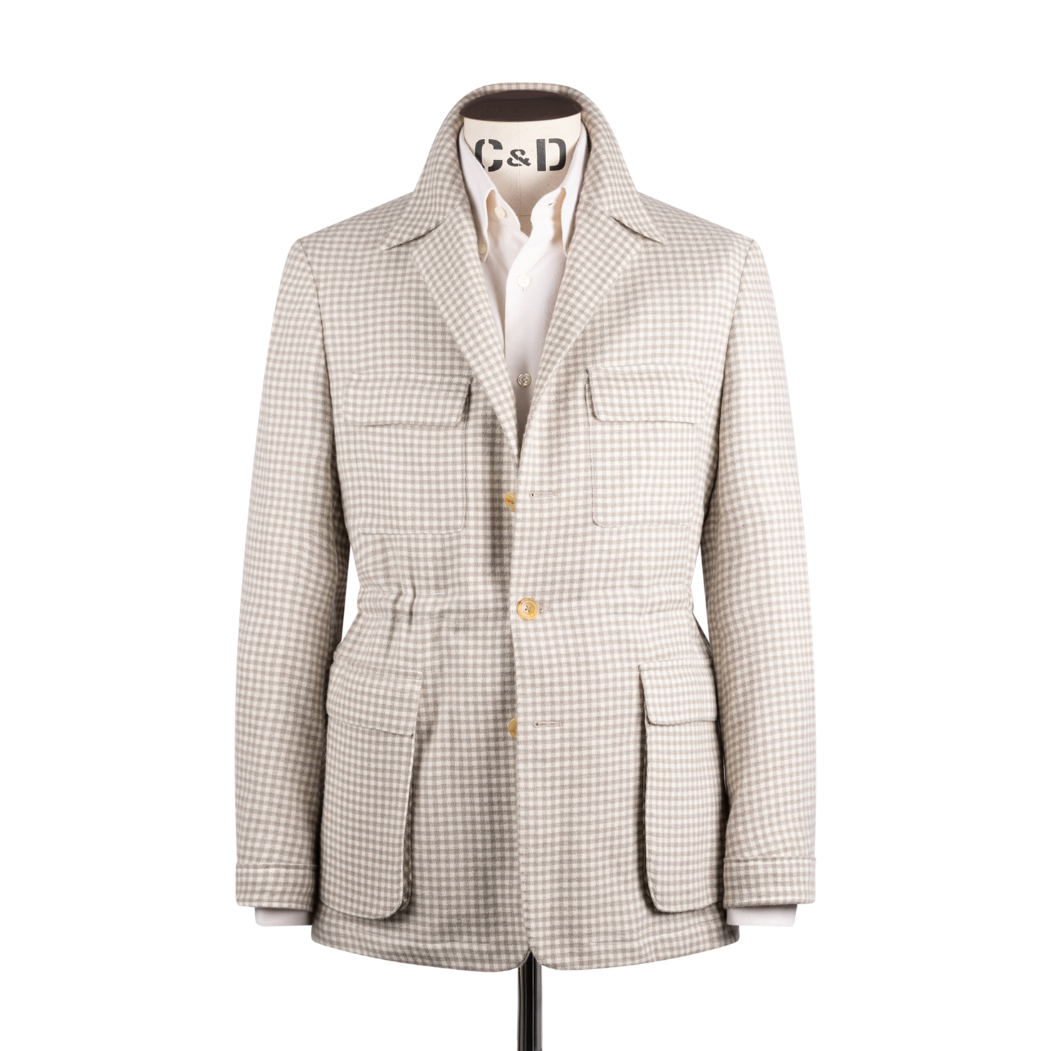 Safari Jacket In Cream Cashmere Check