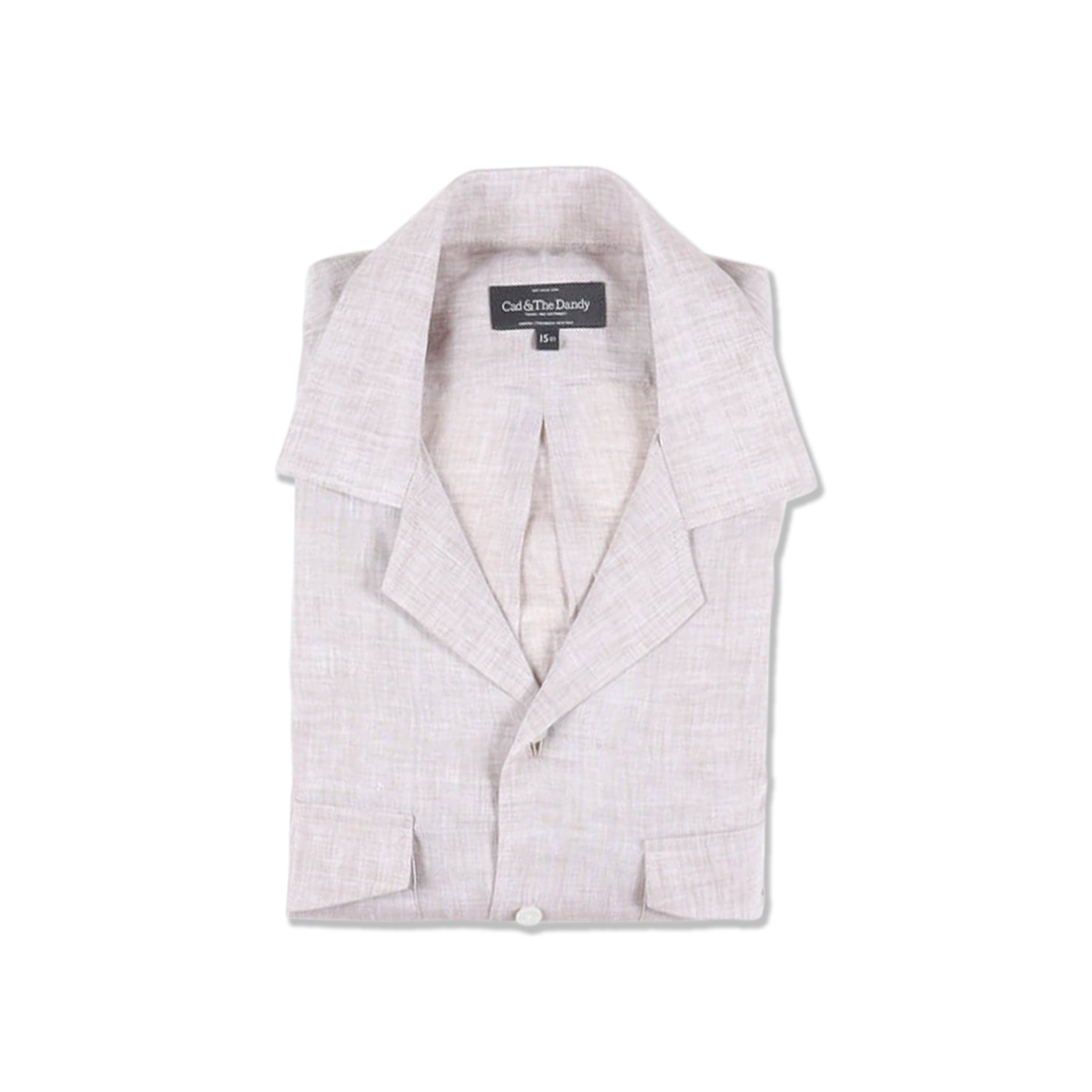 Riviera Collar Safari Shirt In Beige Linen