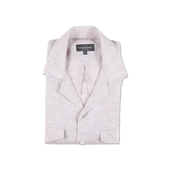 Riviera Collar Safari Shirt in Beige Linen