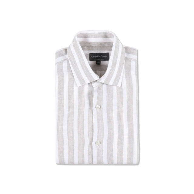 Casual Collar Shirt in Cream Stripe