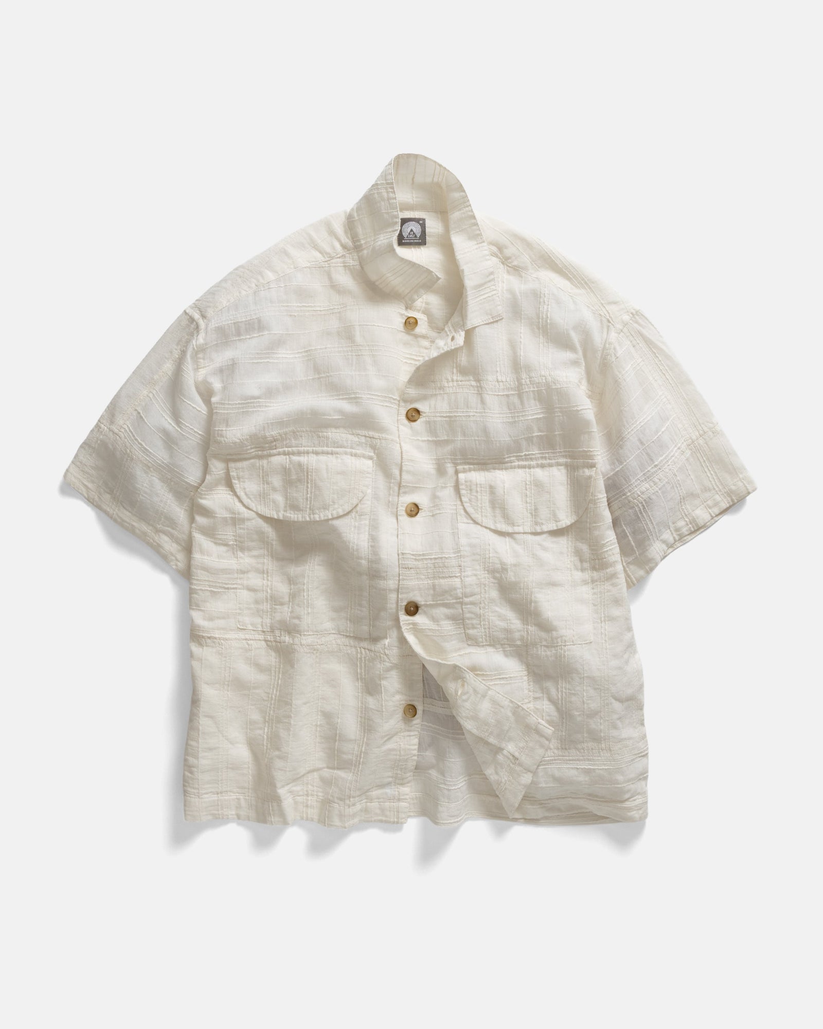 Ss Agerola Lattice Stitched Patchwork Shirt Tonal Summer Khadi