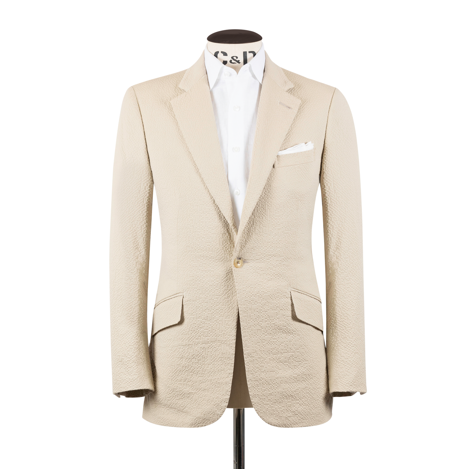 Single Breasted Notch Lapel Suit In Seersucker