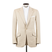 Single Breasted Notch Lapel Suit in Cream Seersucker
