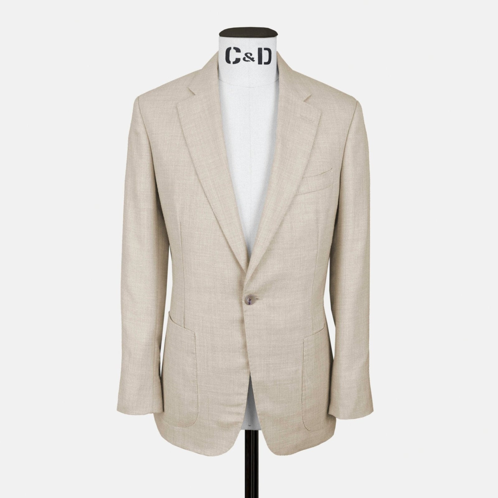 Notch Lapel Jacket In Wool Silk Linen Hopsack