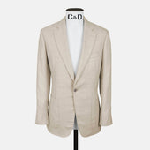 Notch Lapel Jacket in Cream Wool, Silk & Linen Hopsack