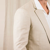 Notch Lapel Jacket In Wool Silk Linen Hopsack