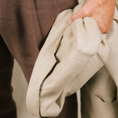 Notch Lapel Jacket In Wool Silk Linen Hopsack