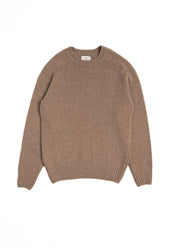 LAMBSWOOL CREW NECK JUMPER LIGHT BROWN