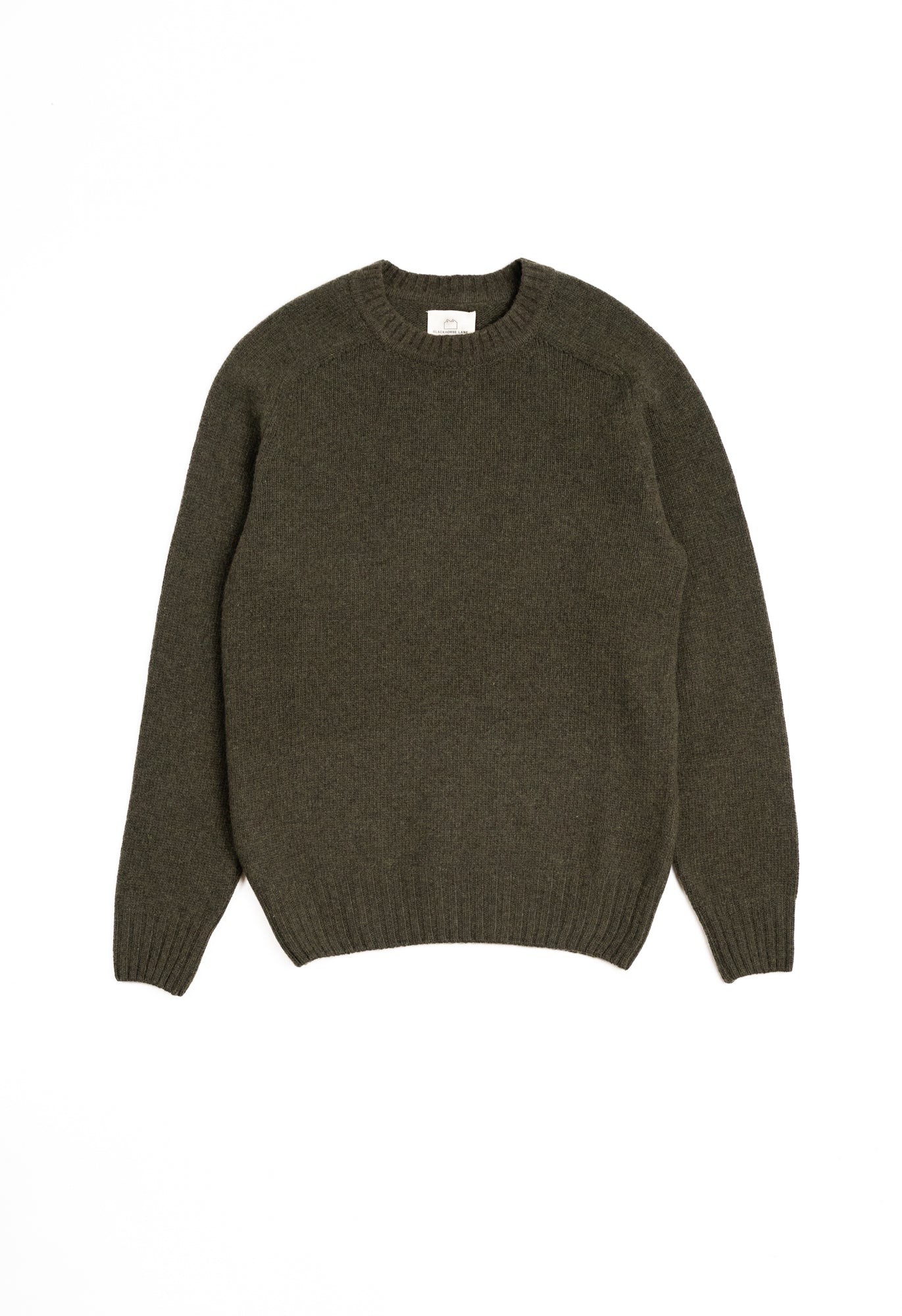 LAMBSWOOL CREW NECK JUMPER OLIVE